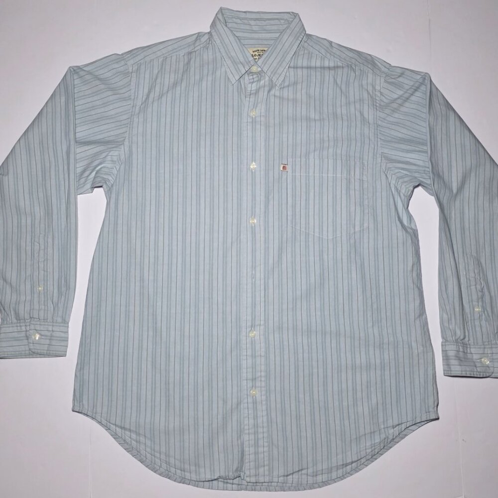 Ralph Lauren Polo Jeans Mens Blue Striped Long Sleeve Button Up Shirt Size M / M